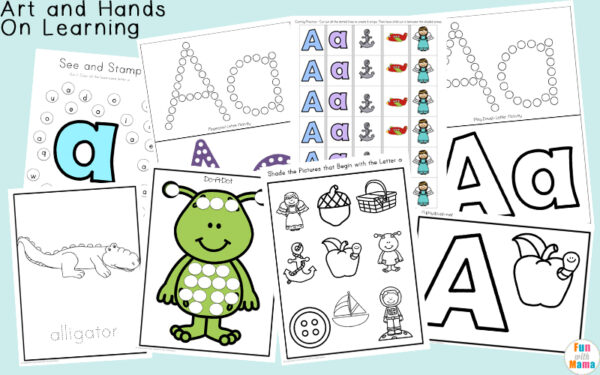 Free printable letter a activities, worksheets, crafts and learning pack.