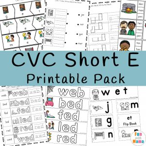 Short E Worksheets | CVC Word Printable Activities - Fun with Mama Shop