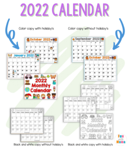 2022 calendar for kids