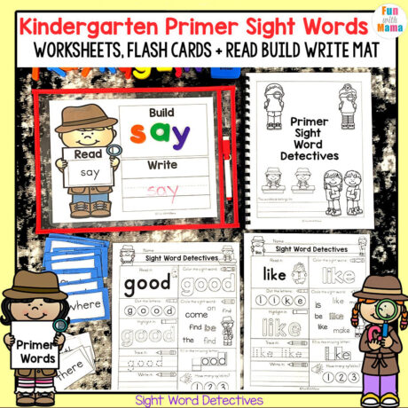 Kindergarten Sight Word Worksheets + Activities - Fun with Mama Shop