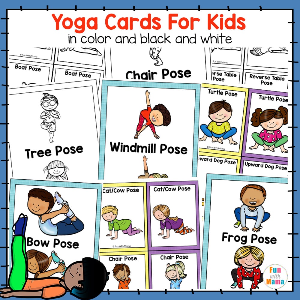 Yoga Cards For Kids In Color BW Fun With Mama Shop