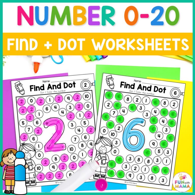 Find All Worksheet Find & Dot Number Worksheets 0 - 20 - Fun with Mama Shop
