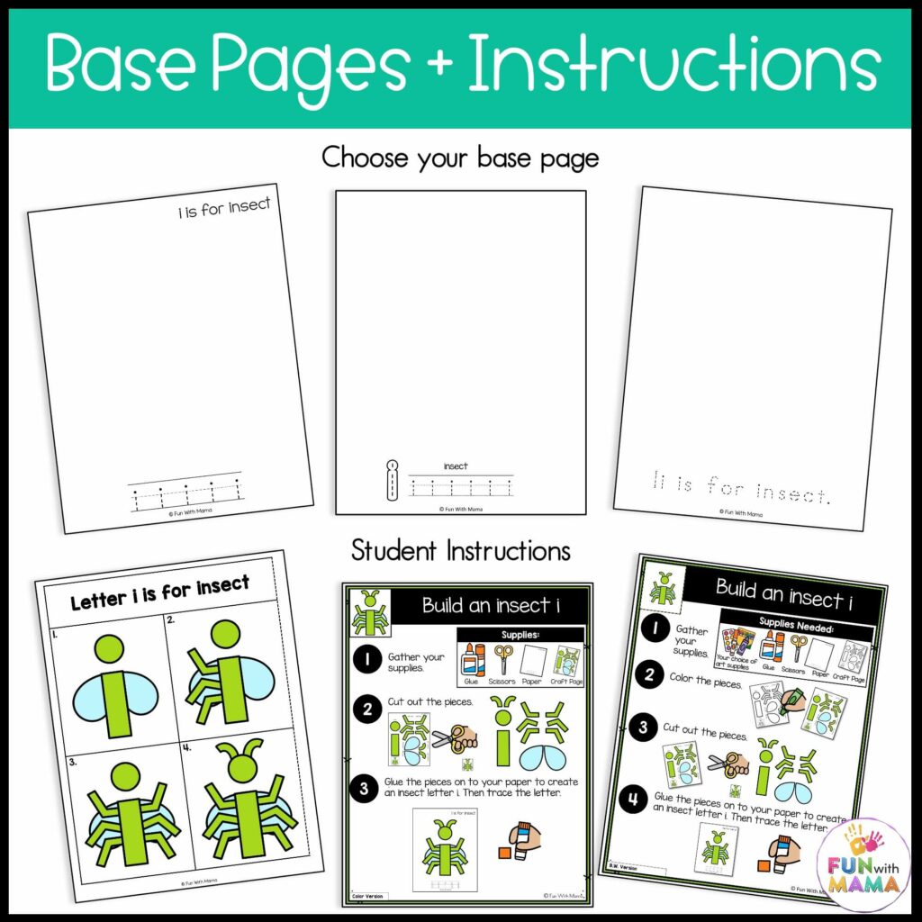 Letter I Craft - Lowercase insect - Fun with Mama Shop