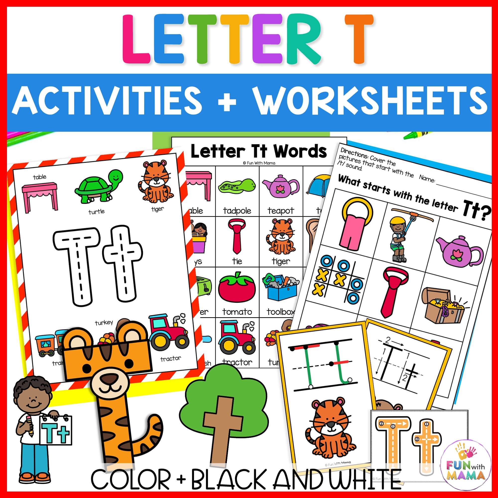 Letter T Activities Worksheets Fun With Mama Shop