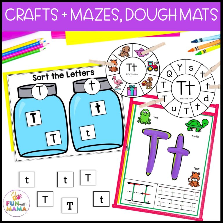 Letter T Activities + Worksheets - Fun with Mama Shop